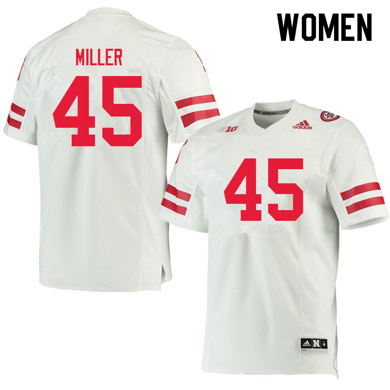 Women #45 Blake Miller Nebraska Cornhuskers College Football Jerseys Sale-White - Click Image to Close